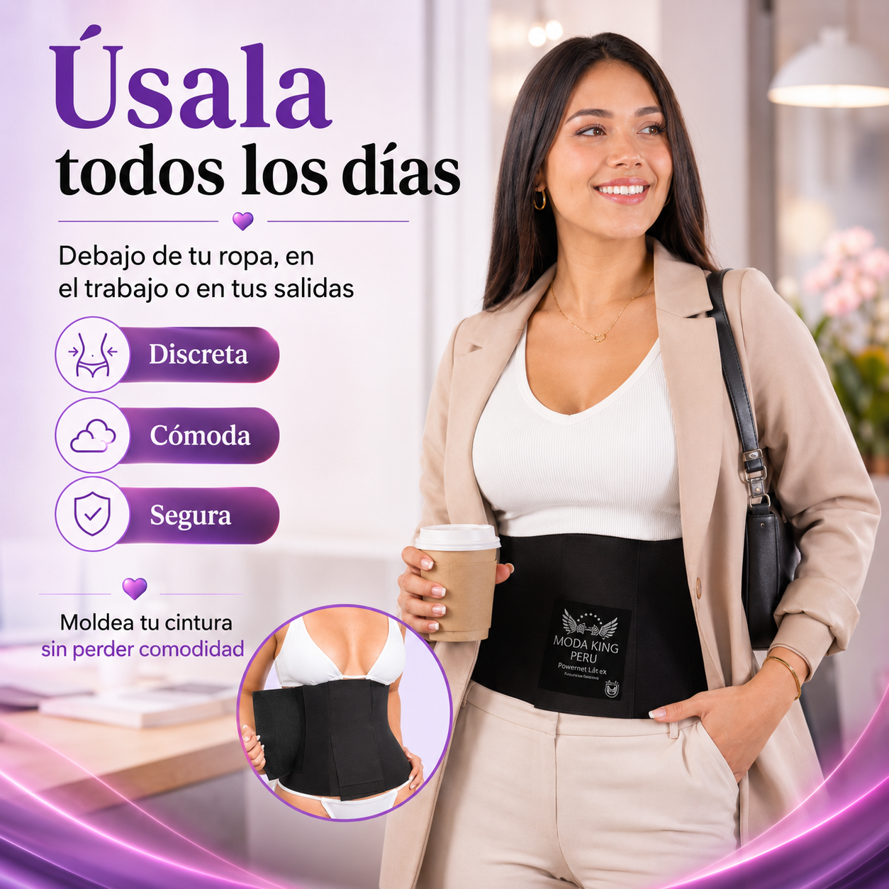 King Perú - Faja Cinturilla Reloj De Arena - Color Negro o Beige